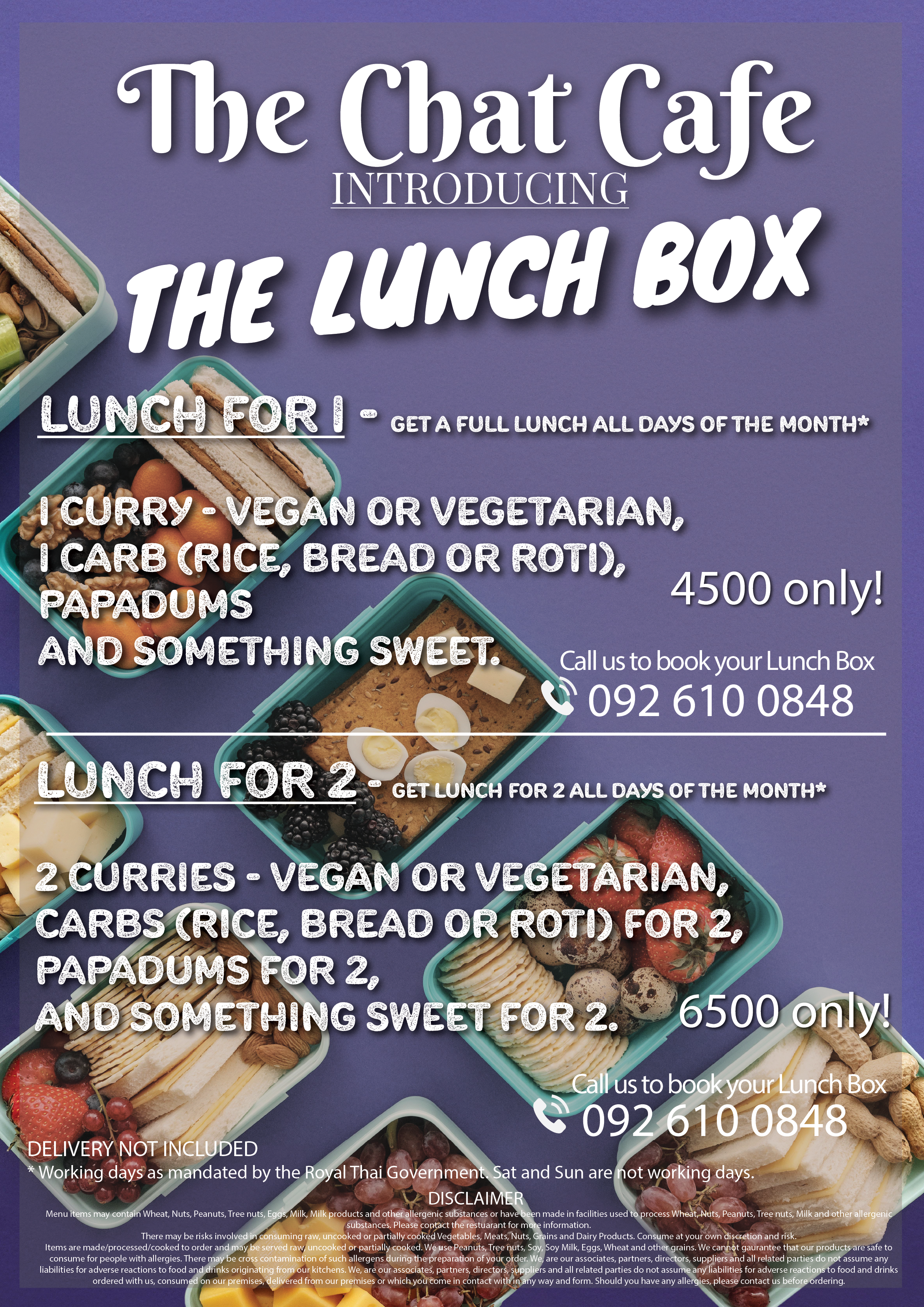 Vegan and Vegetarian Thai and Indian food Lunch Specials and Bento Box